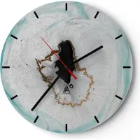 ARTTOR Wanduhr - Rund - Glasuhr - Verschüttet Fleck Türkis - 40x40cm - Schleichendes Uhrwerk - Lautlos - zum Aufhängen bereit - Dekoration Modern - Wanddekoration aus Glas - C3AR40x40-4758
