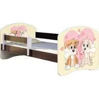 ACMA Jugendbett Kinderbett Junior-Bett Komplett-Set mit Matratze Lattenrost und Rausfallschutz Wenge 12 Welpen 160x80
