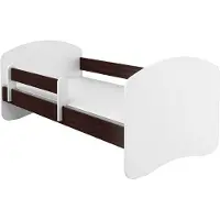 ACMA II Jugendbett Kinderbett 180 x 80 cm Junior-Bett Komplett-Set mit Matratze Lattenrost und Rausfallschutz Weiß / Holz Wenge , Kinderzimmer