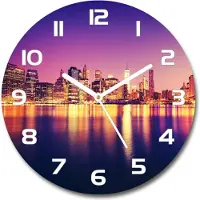 Tulup Wanduhr aus Glas 30fi Glasbild Glasuhr Gehärtetes Glas - weisse-zeiger - Manhattan New York