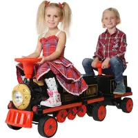 Actionbikes Motors Kinder Elektrozug mit Anhänger | Elektrischer Zug - Eisenbahn - 3-6 Jahre - 3 Sitze - bis 5 km/h - Scheinwerfer - Hupe & Musik(2.0)