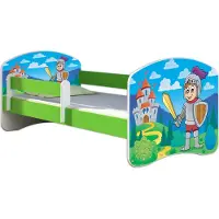 ACMA Jugendbett Kinderbett Junior-Bett Komplett-Set mit Matratze Lattenrost und Rausfallschutz Grün 32 Ritter 140x70