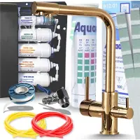 ARI Venom 1 3-Wege Küchenarmatur Gold Glänzend mit 5-Stufen Wasserfiltersystem Untertisch Trinkwasserfilter