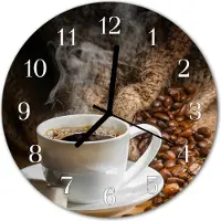 Tulup Glasuhr Wanduhr Küchenuhr Echt-Glas 30fi cm Kaffee braun