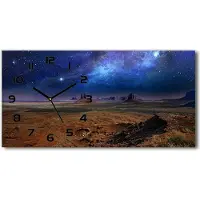 Tulup Wanduhr aus Glas – 60x30 cm - Glasbild - Glasuhr - Gehärtetes Glas - schwarze-zeiger - sternenklare Nacht