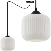 Light11 HOME Hängeleuchte Riffle Spinne schwarz 1-flammig Glas Weiß Zylinder E27