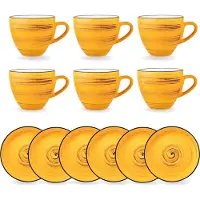 Wilmax England Wilmax Tasse-Untertasse 110 ml Gelb Porzellan 6er Set WL-669434/AB6