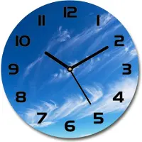 Tulup Wanduhr aus Glas 30fi Glasbild Glasuhr Gehärtetes Glas - schwarze-zeiger - Blue sky