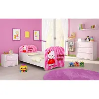ACMA I Jugendbett Kinderbett Junior-Bett Komplett-Set mit Matratze Lattenrost Weiß 15 Sweet Kitty 180x80