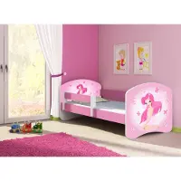 ACMA Jugendbett Kinderbett Junior-Bett Komplett-Set mit Matratze Lattenrost und Rausfallschutz Rosa 07 Rosa Fee 140x70
