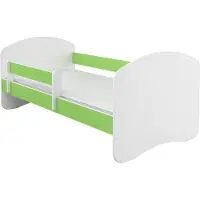 ACMA II Jugendbett Kinderbett 140 x 70 cm Junior-Bett Komplett-Set mit Matratze Lattenrost und Rausfallschutz Weiß / Grün , Kinderzimmer
