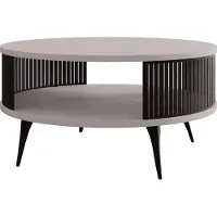 Mirjan 24 Couchtisch Roenni, Wohnzimmer Kaffeetisch, Beine und Seiten aus Stahl (Farbe: Schwarz / Cashmere)