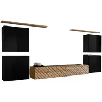 Meublorama AM-SWITCH 4-SWTL SW 4*7C/98KG, 6 Regale, 5 Tür(en), Schwarz, Mitteldichte Faserplatte (MDF), 400 mm, 3200 mm