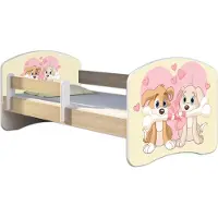 ACMA Jugendbett Kinderbett Junior-Bett Komplett-Set mit Matratze Lattenrost und Rausfallschutz Sonoma 12 Welpen 140x70
