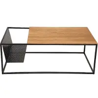 CasaDolce Cauchtisch LIDIA, Eiche massiv mit schwarzem Metallrahmen, 110x60x40 cm