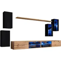 Meublorama AM-SWITCH 25-SWT SW 25*7C/84KG, 7 Regale, 6 Tür(en), Schwarz, Mitteldichte Faserplatte (MDF), 400 mm, 2800 mm
