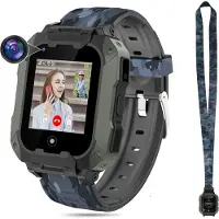 Ele eleoption (Schwarz) T28 Smartwatch für Kinder, 4G-sichere Smartwatch, GPS-Tracker, SOS-Anruf, Kamera-WLAN für Kinder, Studenten im Alter von 4 bis 12 Jahren, Geburtstagsgeschenke