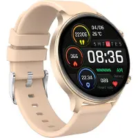 Ele eleoption Smart Watch Wasserdicht 1,28 Zoll Full Touch Screen Fernbedienung Musik Pulsmesser Anruferinnerung Gold