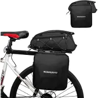 Ele eleoption （20 Zoll，Schwarz）Fahrradtasche Fahrradaufbewahrungstasche Satteltasche Multifunktionale hintere Fahrradgepäckträgertaschen mit zwei Seitentaschen Erweiterbare Gepäckkoffertasche zum Radfahren