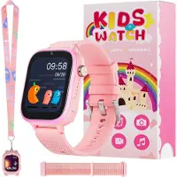 Ele eleoption 4G Kinder Smartwatch mit GPS, Telefon & Videoanruf, SOS, Kamera, Nachrichten, Schrittzähler und Schulmodus – Armbanduhr für Jungen und Mädchen (Rosa)