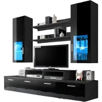 Meublorama AM-MINI-ZZ MI*4C/95KG, Schwarz, Mitteldichte Faserplatte (MDF), 8 Regale, 4 Tür(en), 450 mm, 2000 mm
