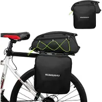 Ele eleoption 20 ZollGrünFahrradtasche Fahrradaufbewahrungstasche Satteltasche Multifunktionale hintere Fahrradgepäckträgertaschen mit zwei Seitentaschen Erweiterbare Gepäckkoffertasche zum Radfahren
