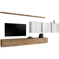 Meublorama AM-SWITCH 7-WTWL SW 7*7C/95KG, MDF-Platten, Braun, 5 Regale, 400 mm, 3400 mm, 1500 mm