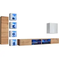 Meublorama AM-SWITCH 26-WTW SW 26*9C/98KG, 5 Regale, 8 Tür(en), Braun, Mitteldichte Faserplatte (MDF), 400 mm, 3200 mm
