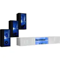 Meublorama AM-SWITCH 22-ZW SW 22*4C/57KG, 4 Regale, 5 Tür(en), Schwarz, Mitteldichte Faserplatte (MDF), 400 mm, 2400 mm