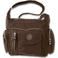 Jennifer Jones Leather Bag Street Nylon Tasche Damenhandtasche braun 30x15x22 OTJ204C