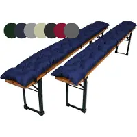 TexDeko Garden 2er-Pack Bierbankauflagen gesteppt für Bierzeltgarnitur 110x25cm (Dunkelblau)