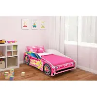 ACMA Jugendbett Kinderbett Auto-Bett Junior Cars Bett Komplett-Set mit Matratze, Lattenrost und Rausfallschutz 160x80 cm - CAR-8