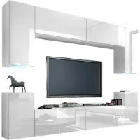 Meublorama FH-C1-1-HG-W-2-1A+2-SQUERE*9C/110KG, 6 Regale, 8 Tür(en), Weiß, Mitteldichte Faserplatte (MDF), 350 mm, 2400 mm