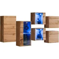 Meublorama AM-SWITCH SB4-WT SW SB4*7C/42KG, 2 Regale, 6 Tür(en), Braun, Mitteldichte Faserplatte (MDF), 250 mm, 1500 mm
