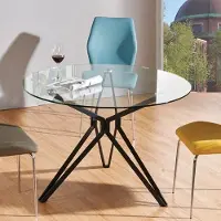 CasaDolce Esstisch FORDING, 120x120x75 cm, mit Glastischplatte, schwarze Basis