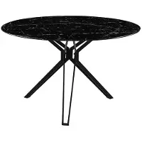 CasaDolce Runder Esstisch RANDYNA 1 Schwarz aus gehärtetem Glas und Metall, 120 cm Durchmesser