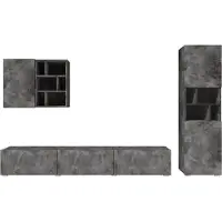 Meublorama Möbelset für das Wohnzimmer NARVA - Farbe Schiefer - Fernsehmöbel + Hängeschrank + Vitrine