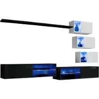 Meublorama AM-SWITCH 24-ZW SW 24*10C/84KG, 3 Regale, 8 Tür(en), Schwarz, Mitteldichte Faserplatte (MDF), 400 mm, 2600 mm