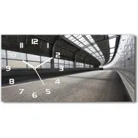 Tulup Wanduhr aus Glas – 60x30 cm - Glasbild - Glasuhr - Gehärtetes Glas - weisse-zeiger - Straße im Tunnel