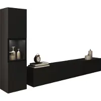 Mirjan 24 Wohnwand Berlin I, Stilvoll Wohnzimmer-Set, TV-Schrank, Modern Mediawand (Schwarzer Graphit, mit Beleuchtung)