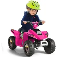 Goplus Elektro Kindquad ATV 6V mit Vor- und Rückwärtsschalter, Miniquad Kinderauto, Elektro Motorrad für Kinder ab 3 Jahre bis zu 30kg tragbar (Rosa)