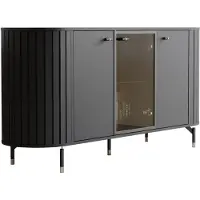 GrekPol IDOHOME-Dreitürige Kommode SENTO II 190 cm Beinen Wohnzimmer Sideboard mit hohen Beinen Schwarz