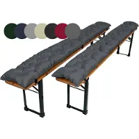 TexDeko Garden 2er-Pack Bierbankauflagen gesteppt für Bierzeltgarnitur 170x23cm (Grau)