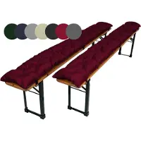 TexDeko Garden 2er-Pack Bierbankauflagen gesteppt für Bierzeltgarnitur 170x23cm (Bordeaux)