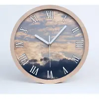Tulup Holzuhr 30fi cm wanduhr - weiße Spitzen - Wolken im Himmel