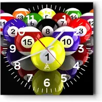 ARTTOR Wanduhr - Quadrat - Glasuhr - Pool Spiel Wettbewerb - 40x40cm - Schleichendes Uhrwerk - Lautlos - zum Aufhängen bereit - Dekoration Modern - Wanddekoration aus Glas - C4AC40x40-2219