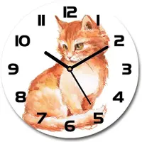 Tulup Wanduhr aus Glas 30fi Glasbild Glasuhr Gehärtetes Glas - schwarze-zeiger - Red Cat