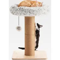 Markenlos Katzenkratzbaum, 71 cm hoher Kratzturm, Durchmesser von 14 cm Dicker JutestammGroße Kratzfläche,53x53cm Plattform, für Katzen zum Kratzen und schlafen.