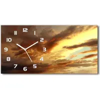 Tulup Wanduhr aus Glas – 60x30 cm - Glasbild - Glasuhr - Gehärtetes Glas - weisse-zeiger - Sonnenaufgang