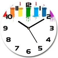 Tulup Wanduhr aus Glas 30fi Glasbild Glasuhr Gehärtetes Glas - schwarze-zeiger - Paint rollers